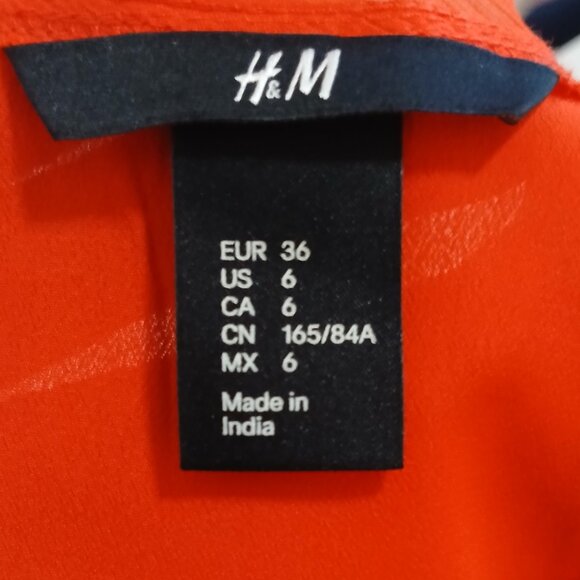 H&M Casual Tank Top Women’s Size 6 Orange Sleeveless Racer Back - Picture 5 of 6